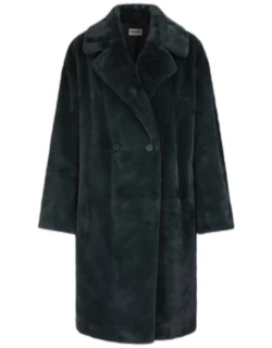 Parosh Woman Photo Long Coat In Dark Green Eco Fur