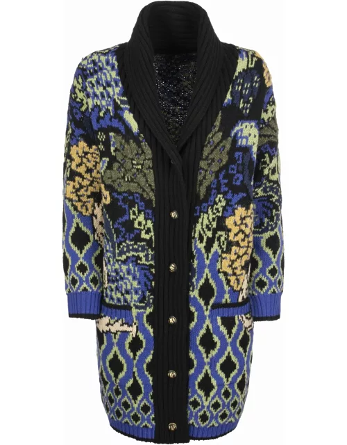 Etro Long Cardigan With Floral Motif