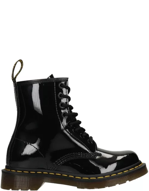Dr. Martens 1460 Combat Boots In Black Patent Leather