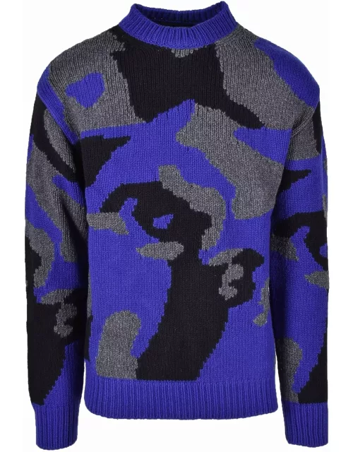 Les Hommes Mens Blue / Gray Sweater