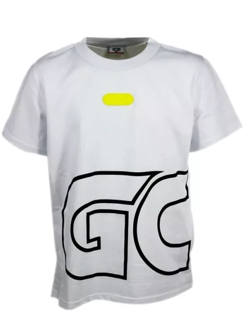 GCDS Mini T-shirt In Cotone A Girocollo A Manica Corta Con Stampa Con Logo