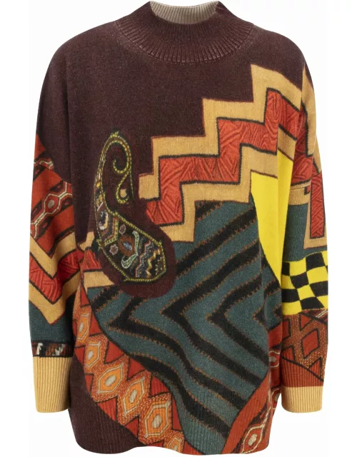 Etro Wool Sweater With Patchwork Print