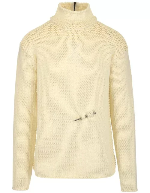 Off-White Nail-embellished Ribbed Sweater