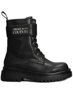 Versace Jeans Couture Combat Boots In Black Leather