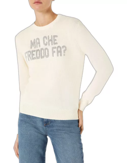 MC2 Saint Barth Woman Sweater With Ma Che Freddo Fa? Print