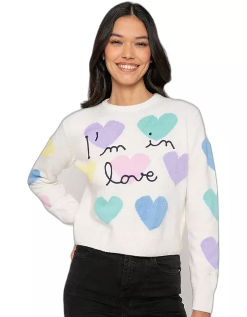 MC2 Saint Barth Woman Sweater With Hearts Print And Im In Love Embroidery