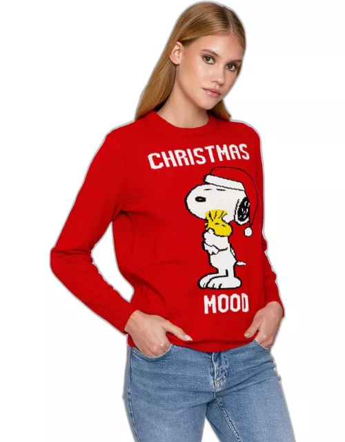 MC2 Saint Barth Woman Red Sweater Snoopy Christmas Peanuts Special Edition