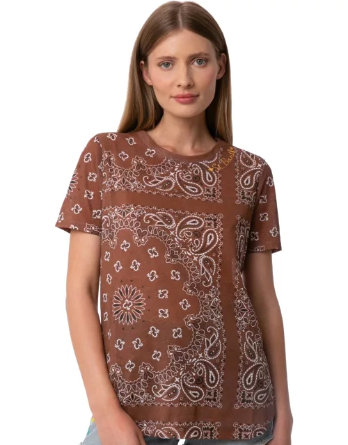 MC2 Saint Barth Woman Linen T-shirt With Bandanna Print
