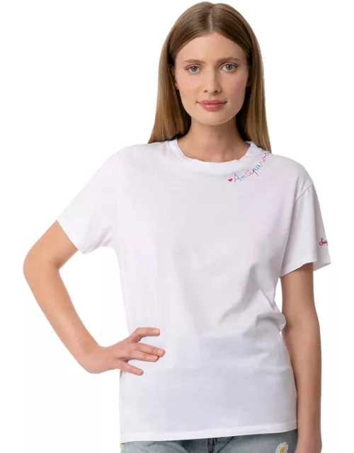 MC2 Saint Barth Woman Cotton T-shirt With Love Antiparos Embroidery