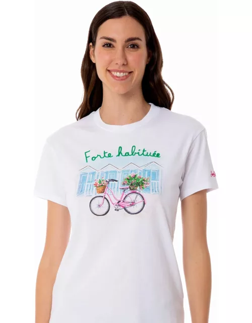 MC2 Saint Barth Woman Cotton T-shirt With Forte Habituèe Print