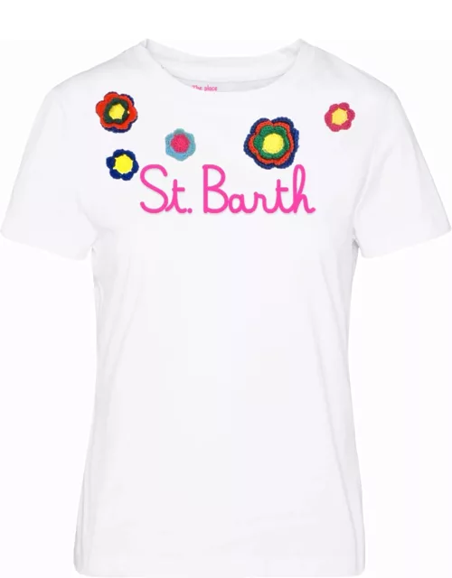 MC2 Saint Barth Woman Cotton T-shirt With Embroidery