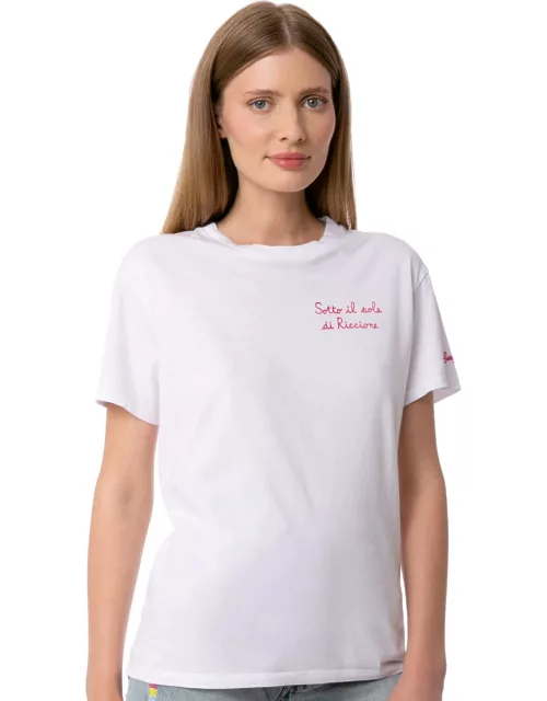 MC2 Saint Barth Woman Cotton T-shirt With Embroidery