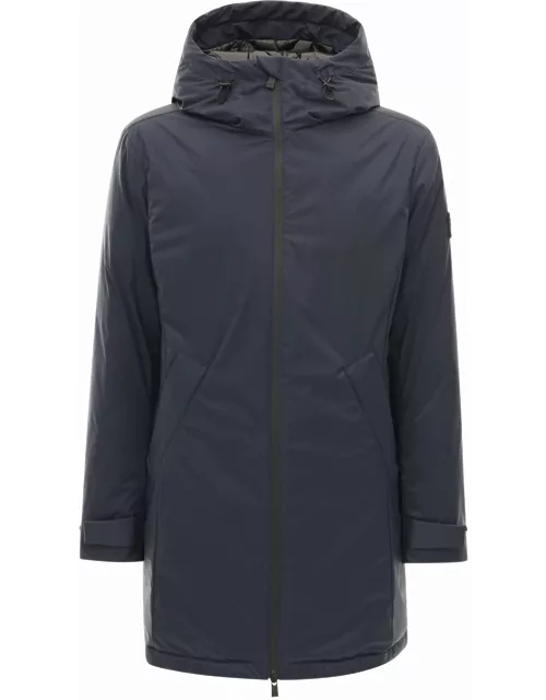 optomi Blue Padded Hooded Jacket In Nylon Man Tatra