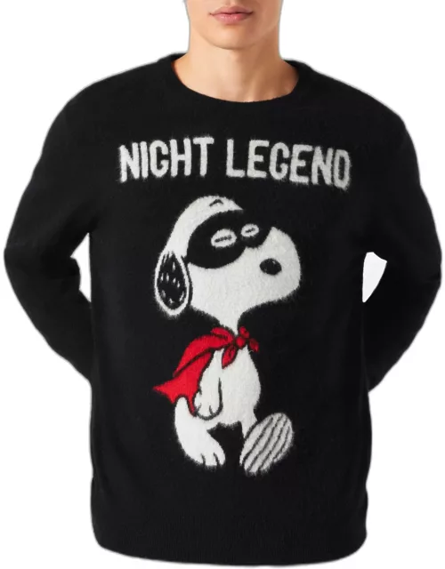 MC2 Saint Barth Man Soft Sweater With Snoopy Night Legend Print Snoopy - Peanuts Special Edition