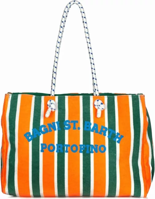 MC2 Saint Barth Sponge Striped Bag With Embroidery