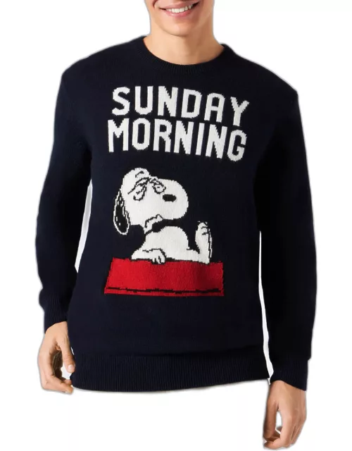 MC2 Saint Barth Man Sweater With Snoopy Sunday Morning Print Snoopy - Peanuts Special Edition
