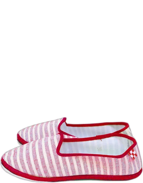MC2 Saint Barth Red Striped Canvas Slippers Friulane