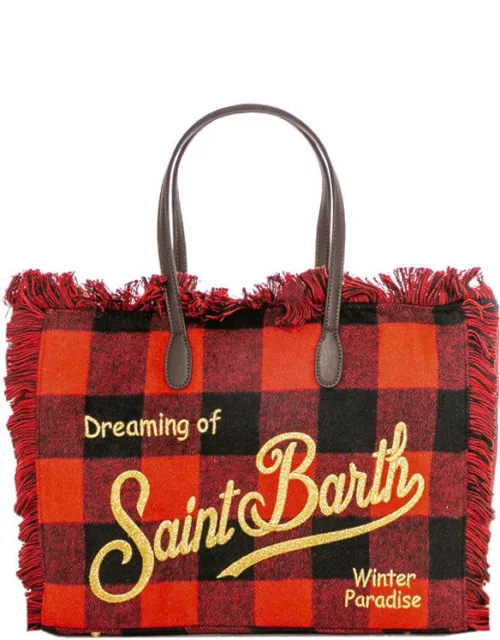 MC2 Saint Barth Vanity Wooly Red Tartan Shoulder Bag