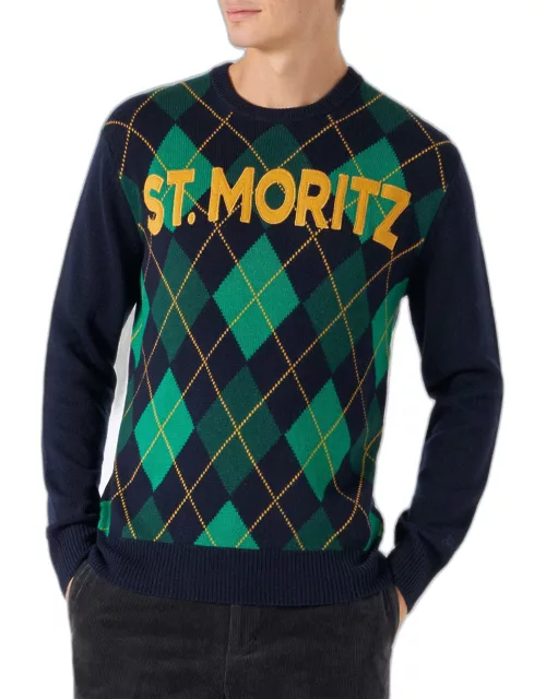 MC2 Saint Barth Man Sweater With Argyle Print
