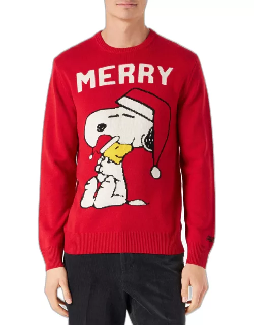 MC2 Saint Barth Man Red Sweater With Snoopy Print Snoopy - Peanuts Special Edition