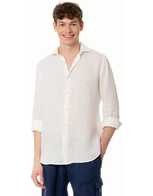 MC2 Saint Barth Man White Linen Pamplona Shirt