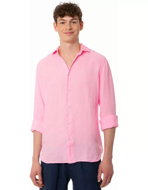 MC2 Saint Barth Man Water Color Fluo Pink Linen Pamplona Shirt