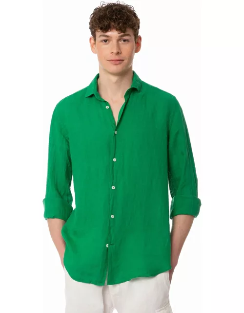 MC2 Saint Barth Man Green Linen Pamplona Shirt