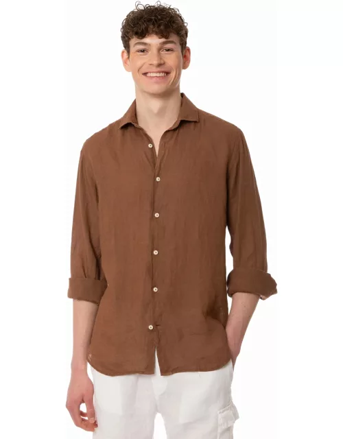 MC2 Saint Barth Man Brown Linen Pamplona Shirt