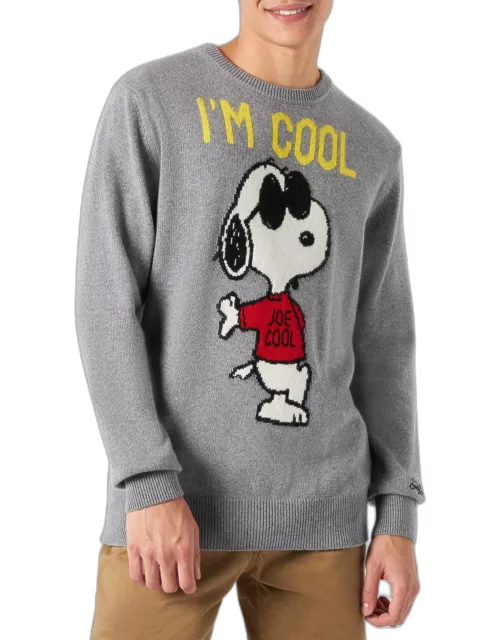MC2 Saint Barth Man Sweater With Grey Rock Snoopy Snoopy - Peanuts Special Edition