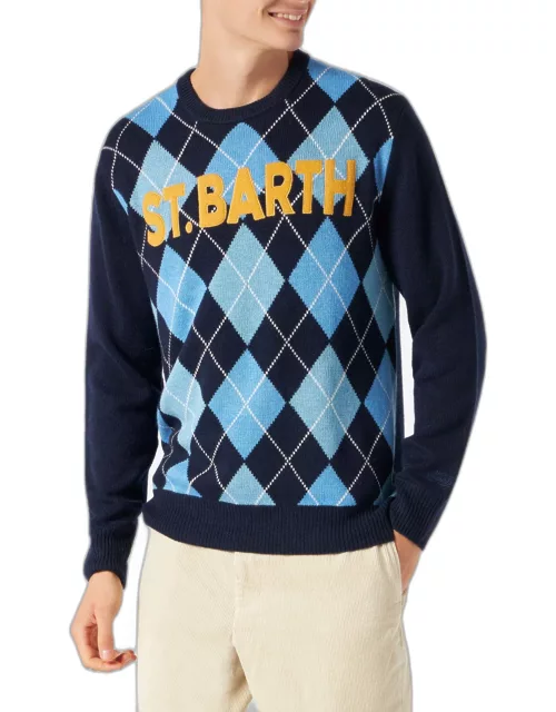 MC2 Saint Barth Man Sweater With Argyle Print