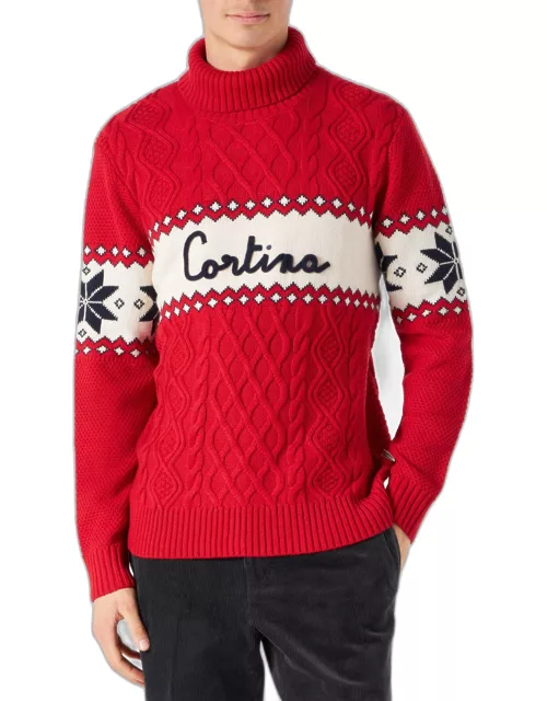 MC2 Saint Barth Half-turtleneck Sweater With Cortina Lettering