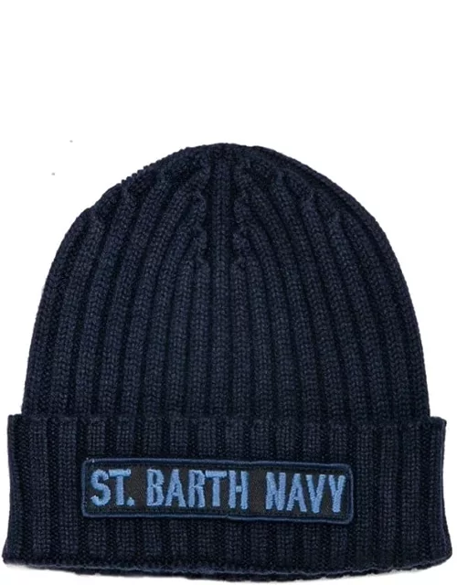 MC2 Saint Barth Blended Cashmere Hat With St. Barth Navy Patch