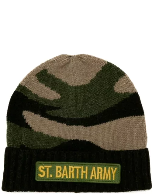 MC2 Saint Barth Blended Cashmere Hat With St. Barth Army Patch