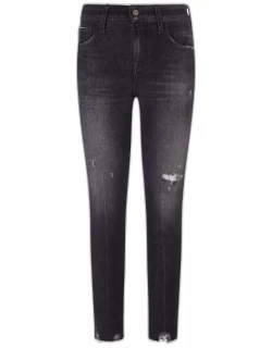 Jacob Cohen Woman Kimberly Jeans In Black Denim With Vintage Effect