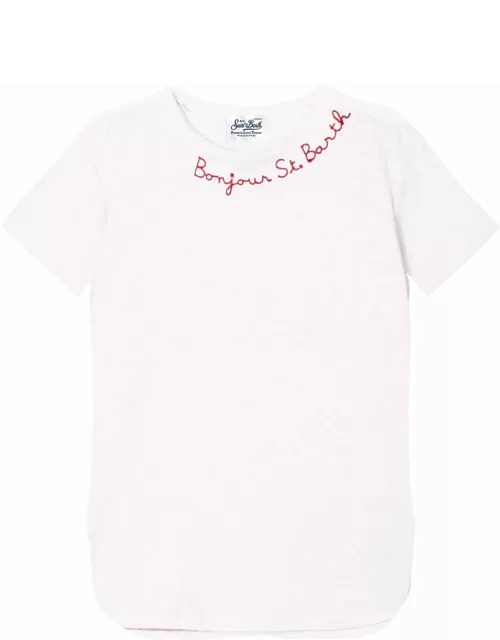 MC2 Saint Barth Bonjour St. Barth Embroidered Linen T-shirt