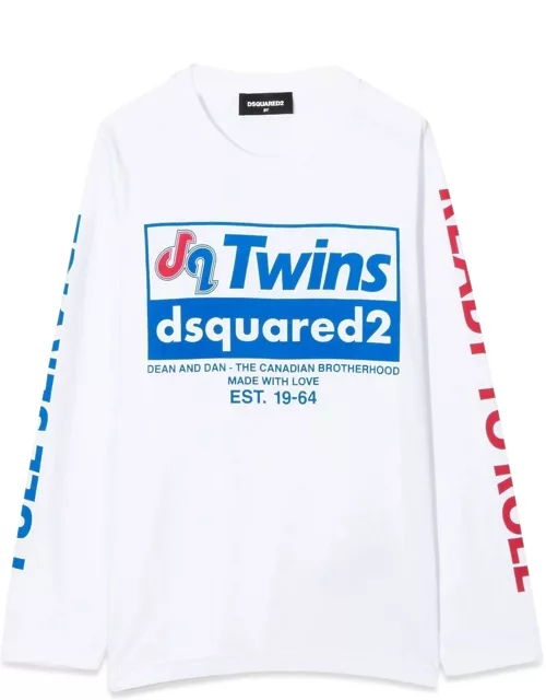 Dsquared2 Long Sleeve T-shirt Front Print And Logo Sleeve