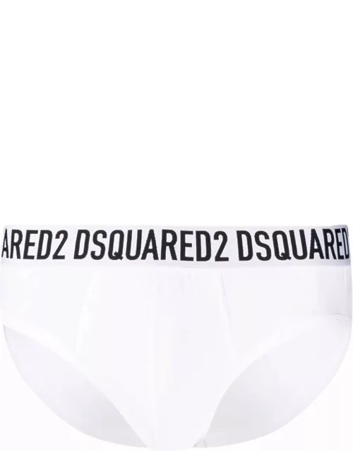 Dsquared2 White Cotton Briefs With Logo