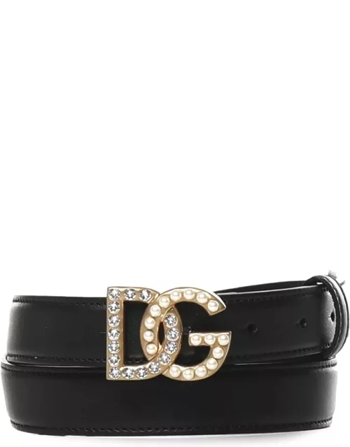 Dolce & Gabbana Logo Belt With Shiny Buckle