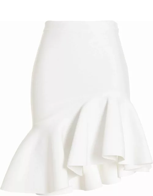 Alexander McQueen White Short Skirt With Asymmetrical Peplum Hemline