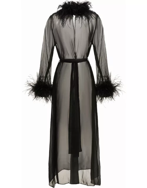 Oseree Feather Silk Dressing Gown