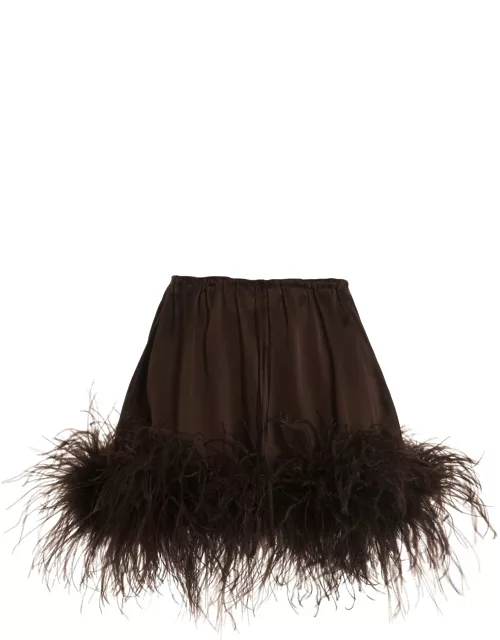 Oseree Feather Silk Skirt