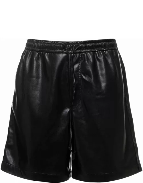 doxxi Black Bermuda Shorts In Vegan Leather Man Nanushka