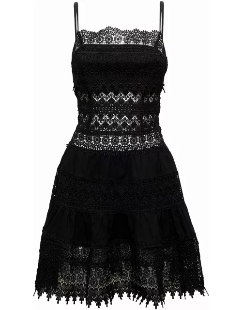 Charo Ruiz Womans Joya Black Dress With Lace Insert