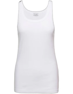 White Ribbed Tank Top In Cotton Jersey Man Dolce & Gabbana