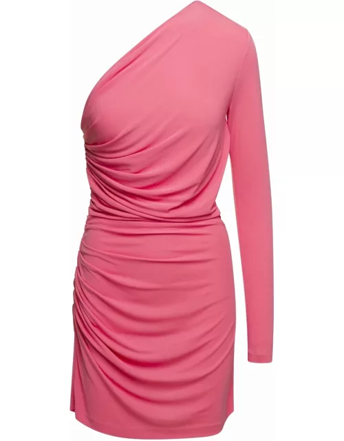 Dsquared2 Pink Draped One-shoulder Dress In Viscose Woman D-square