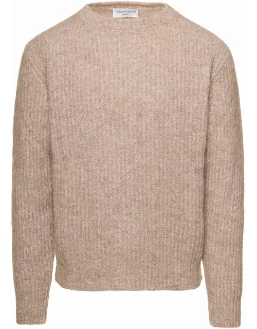 Officine Générale Beige Fishermans Knit Sweater In Wool And Cotton Man Officine Generale