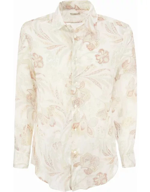 Etro Ramie Shirt With Floral Print