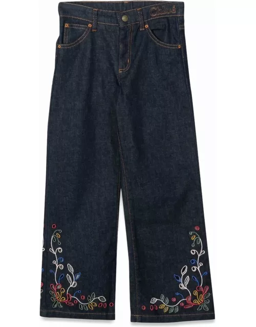 Chloé Wide Bottom Jeans With Embroidery