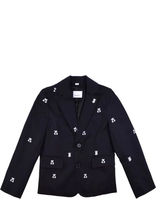 Burberry Cotton Jacket With Embroidered Bear