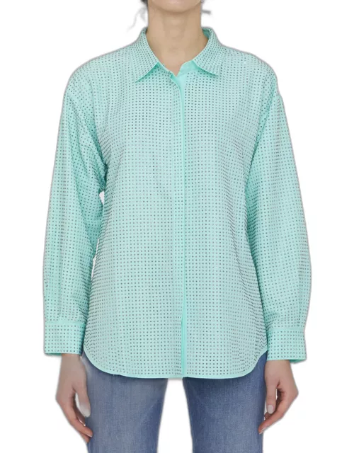 self-portrait Turquoise Rhinestone Shirt